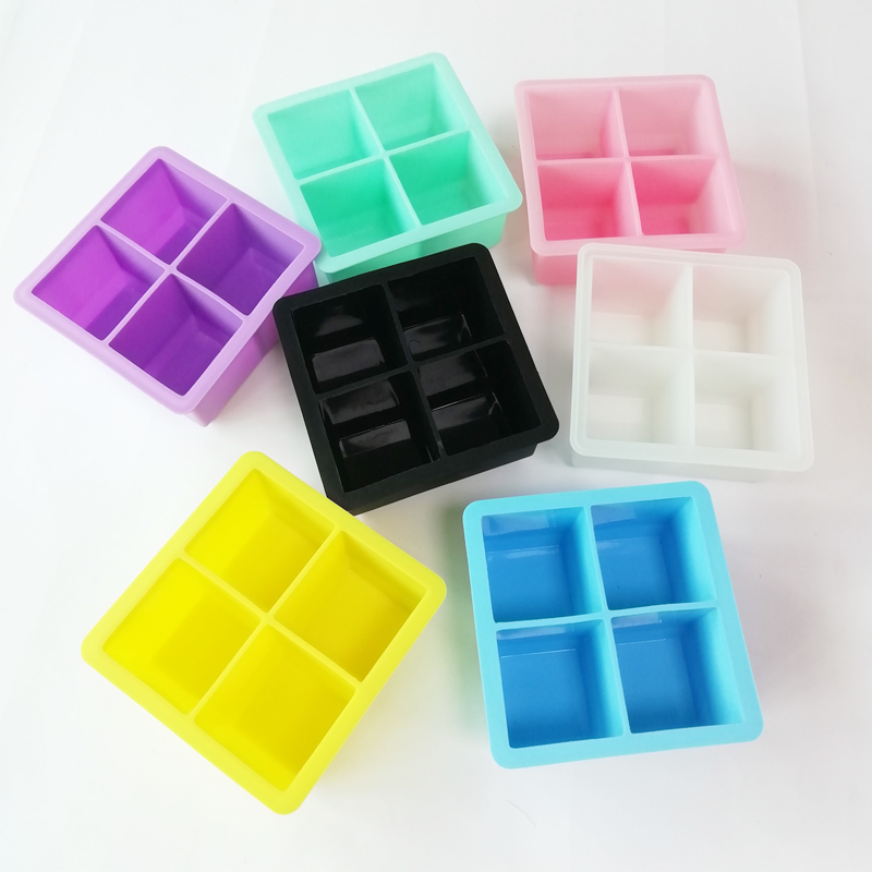 Silicon cu cuburi de gheață Combo rotund de hochei cu bilă sfera cu cuburi de gheață mucegai (4pcs rotund cub cubnegru)