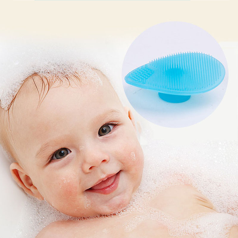 Perie de baie pentru bebeluși, perie de capac pentru bebeluși, perie de masaj din silicon, scrub de silicon exfoliant pensulă uscată pentru bebeluși, capac de leagăn&eczema esențiale
